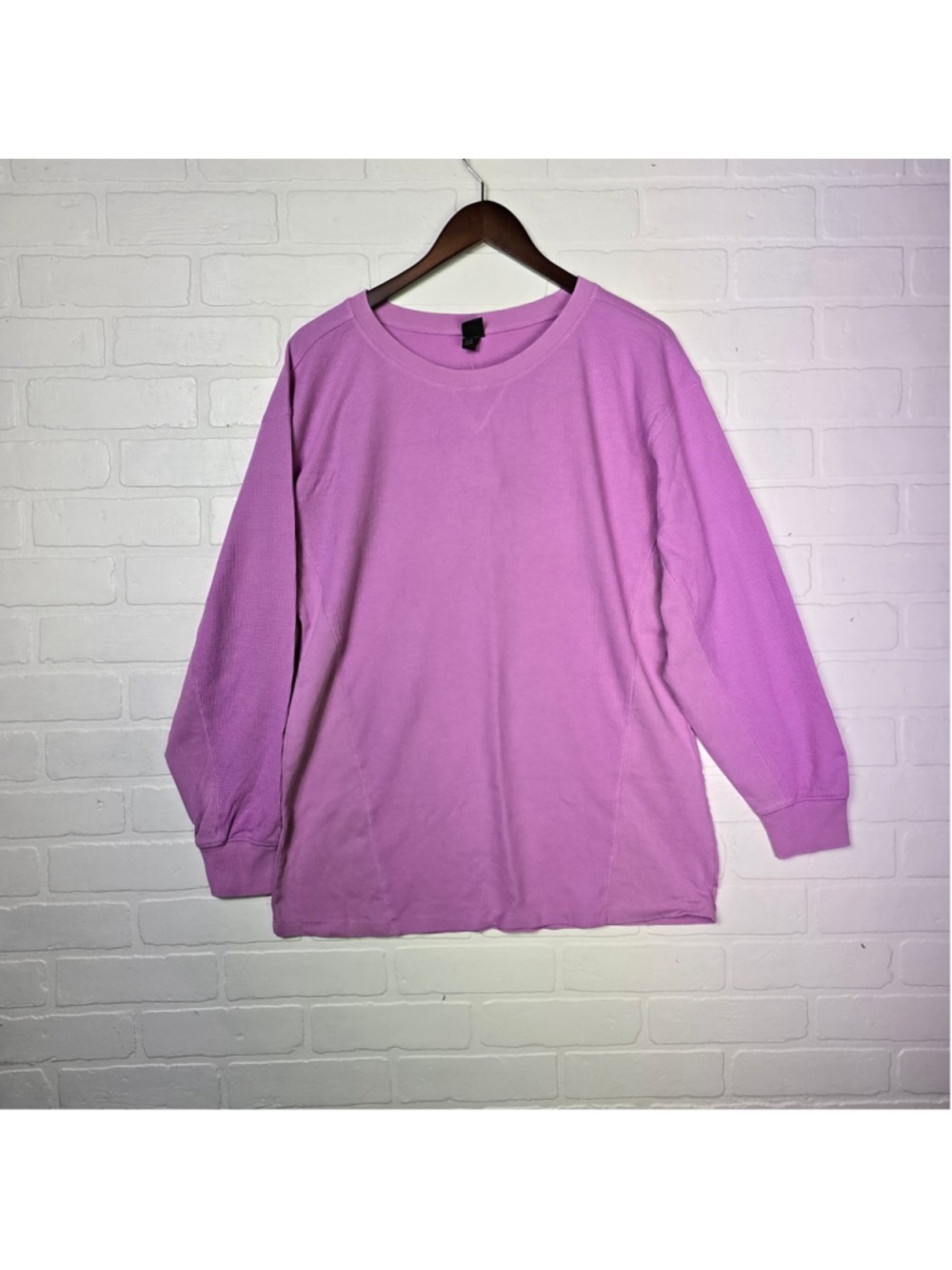 Women's Wild Fable Long Sleeve Oversized Waffle Knit Tee Purple Size M